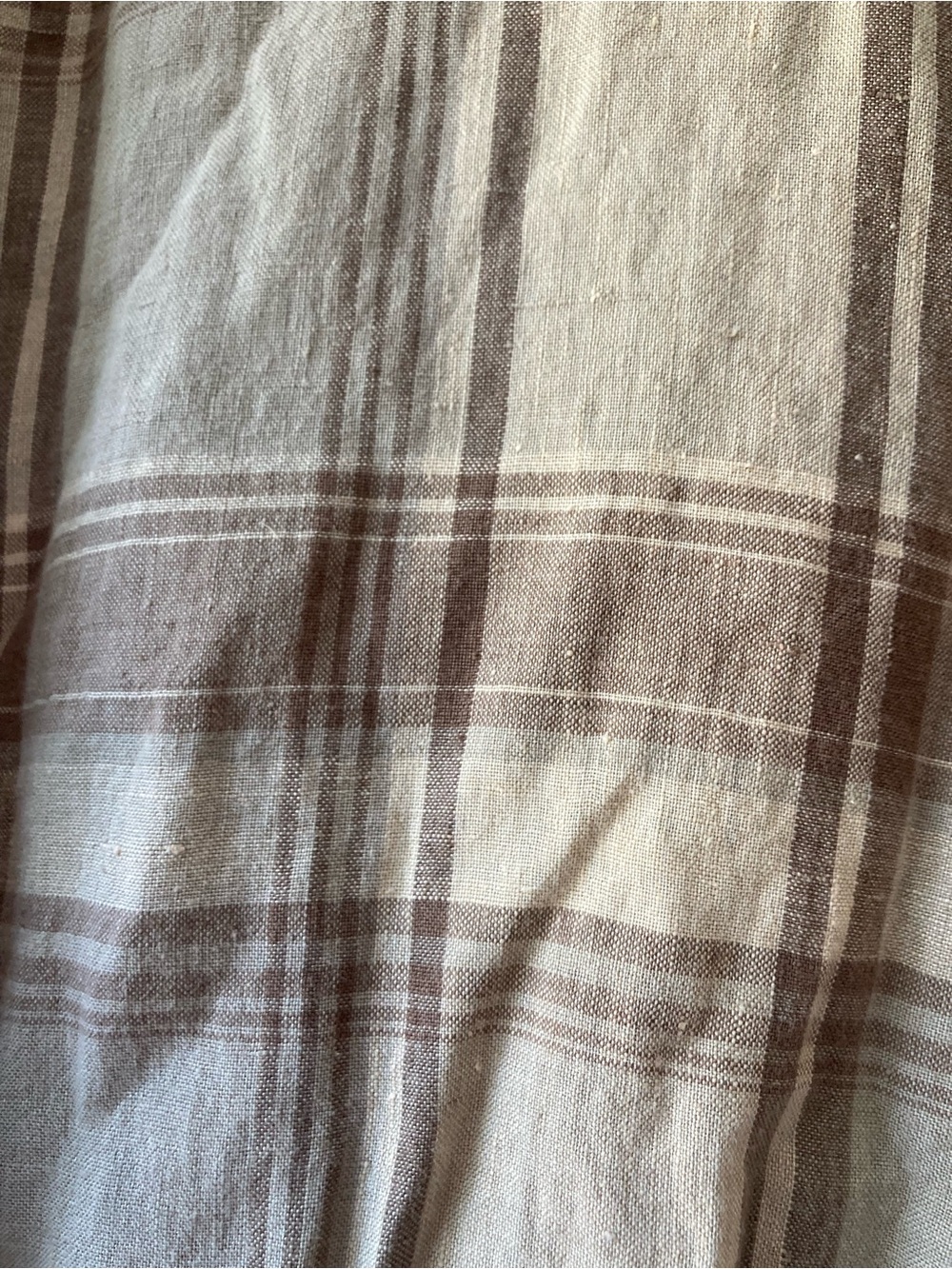 5/$15 OSCC Men’s Brown Plaid Linen LS Button-up Shirt Large - Picture 7 of 7
